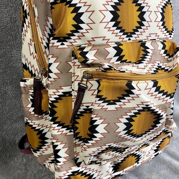Wrangler Aztec Print Tan Yellow Backpack NWT Back to School Boho - Picture 2 of 8